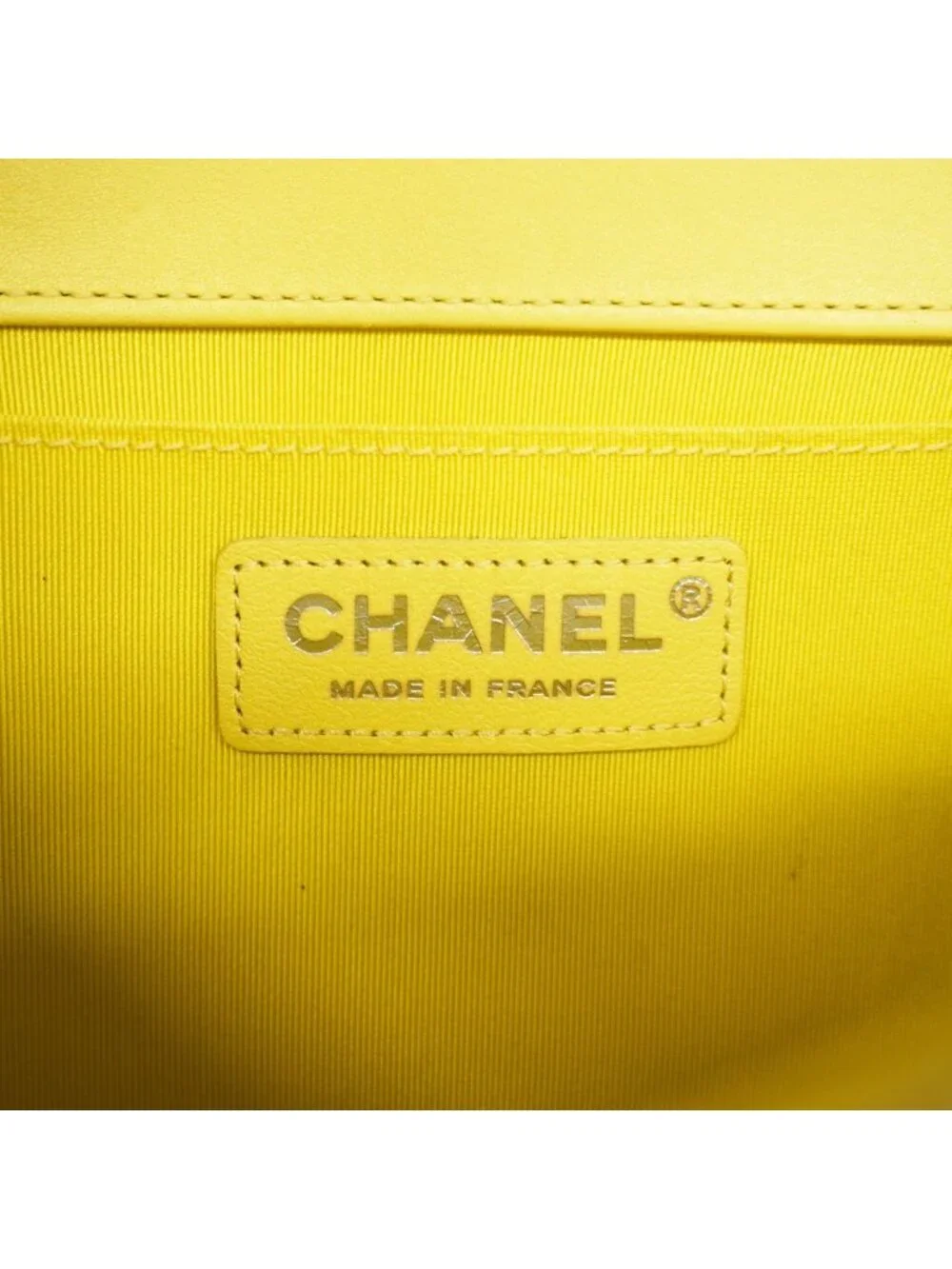 Chanel Shoulder Bag Boy Lambskin Yellow Silver
